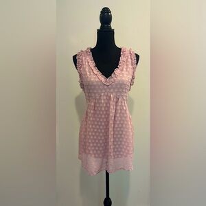 ENTRO Blush Pink Peplum Ruffled Sleeveless Top - Size Medium